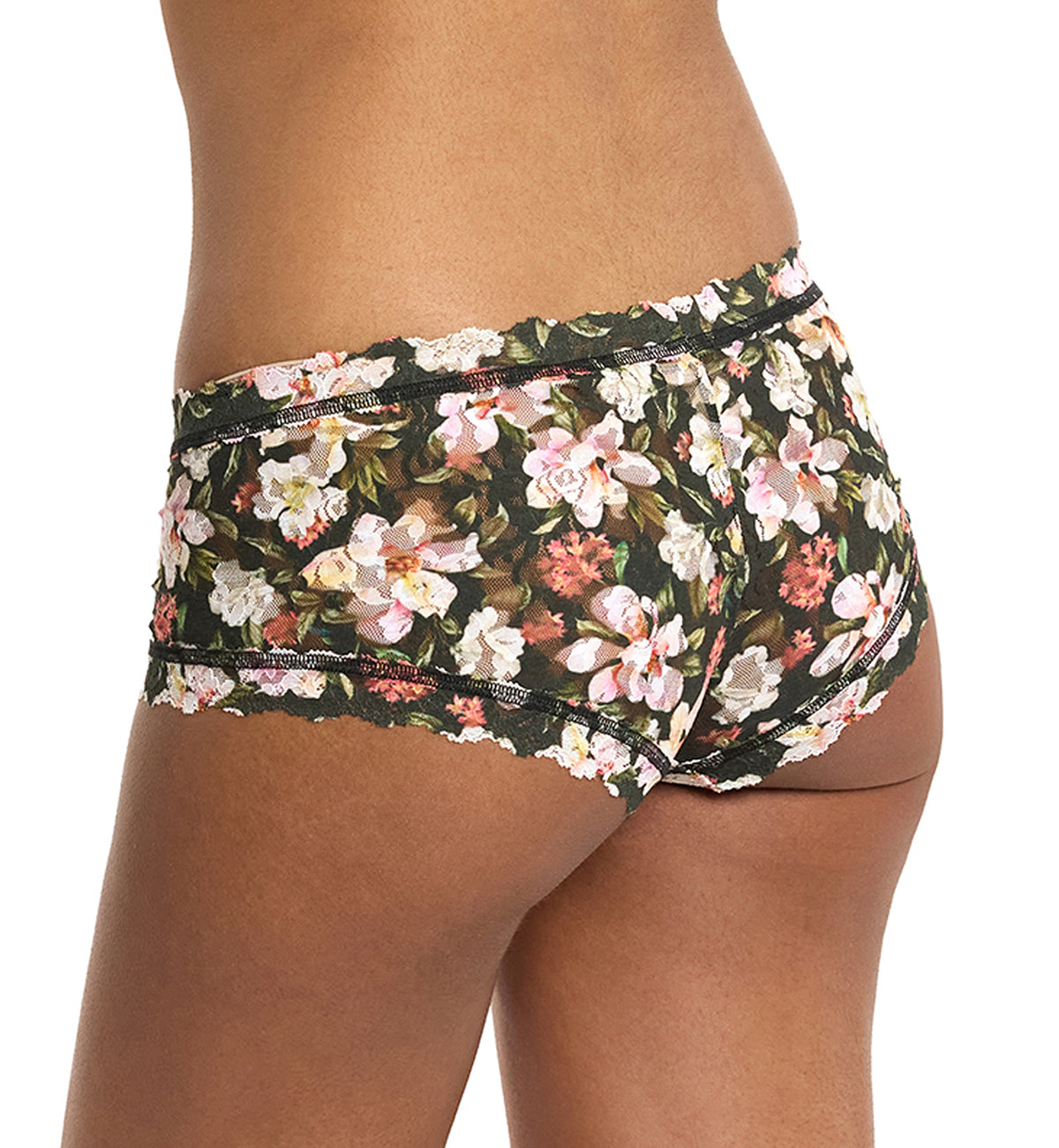 Hanky Panky Signature Lace Printed Boyshort (PR4812P),XS,Dark Room Blooms - Dark Room Blooms,XS