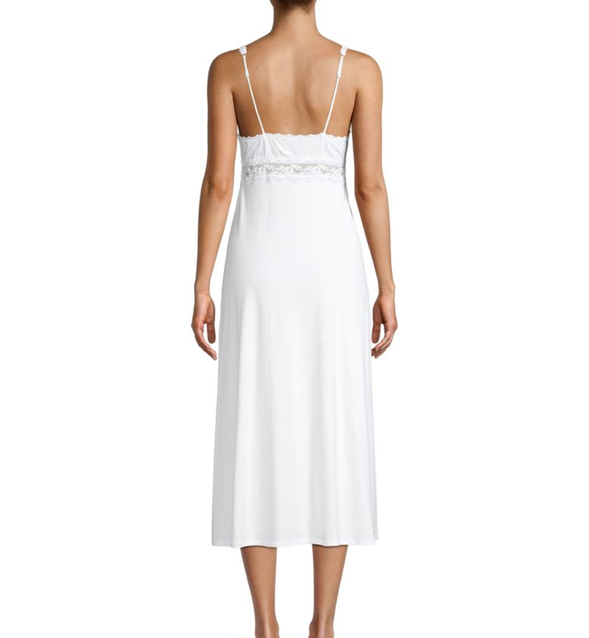 Hanky Panky Annabelle Cotton Maxi Slip Gown (83G571),Large,White/Baby Blue - White/Baby Blue,Large