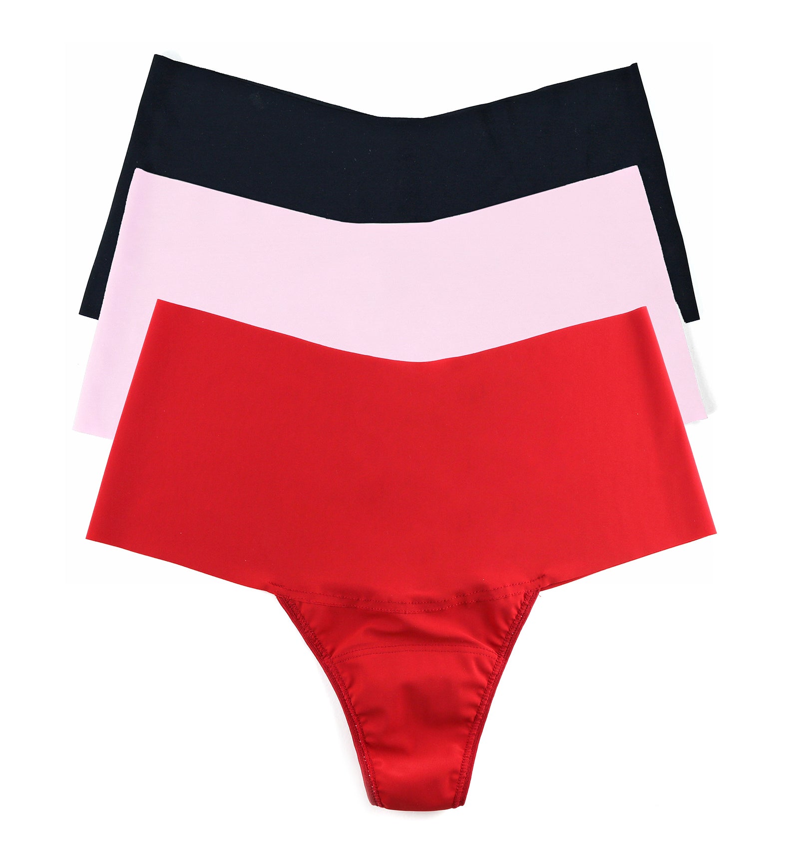 Hanky Panky BreatheSoft Hi-Rise Thong 3 PACK (6J1921B3PK),Small,Black/Bliss Pink/Cherryade - Black/Bliss Pink/Cherryade,Small
