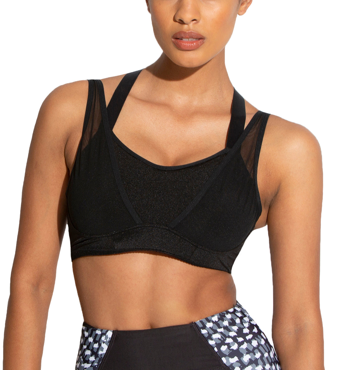 Pour Moi Energy Infinite Double Strap Light Padded Convertible Sports Bra  (97009)- Black