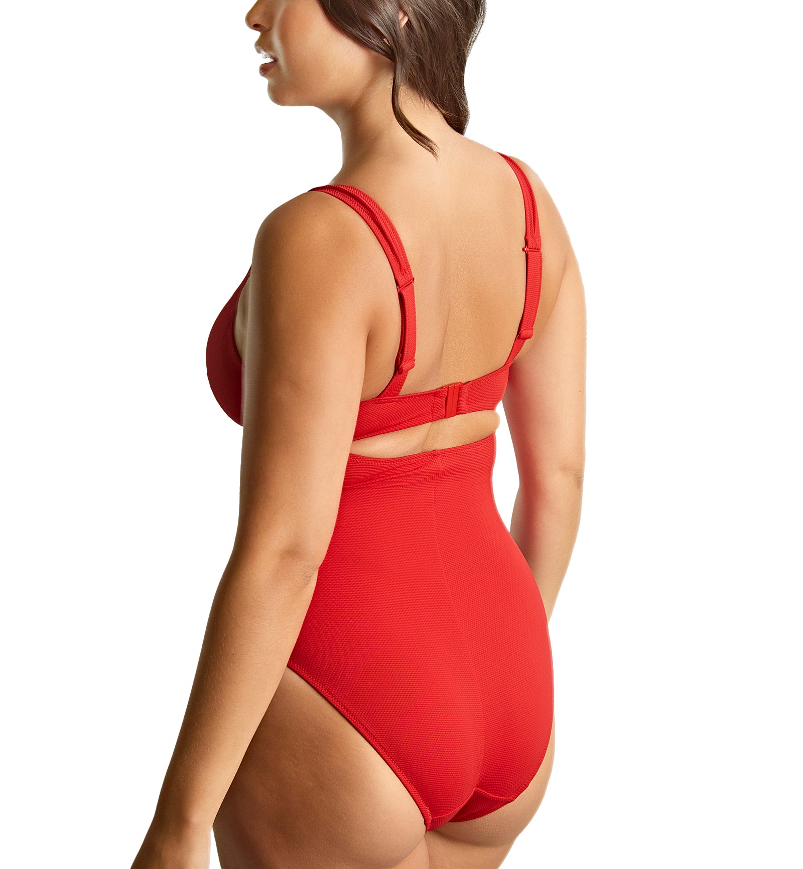 Panache Lara Plunge Underwire One Piece Swimsuit (SW2020),30E,Aurora Red - Aurora Red,30E