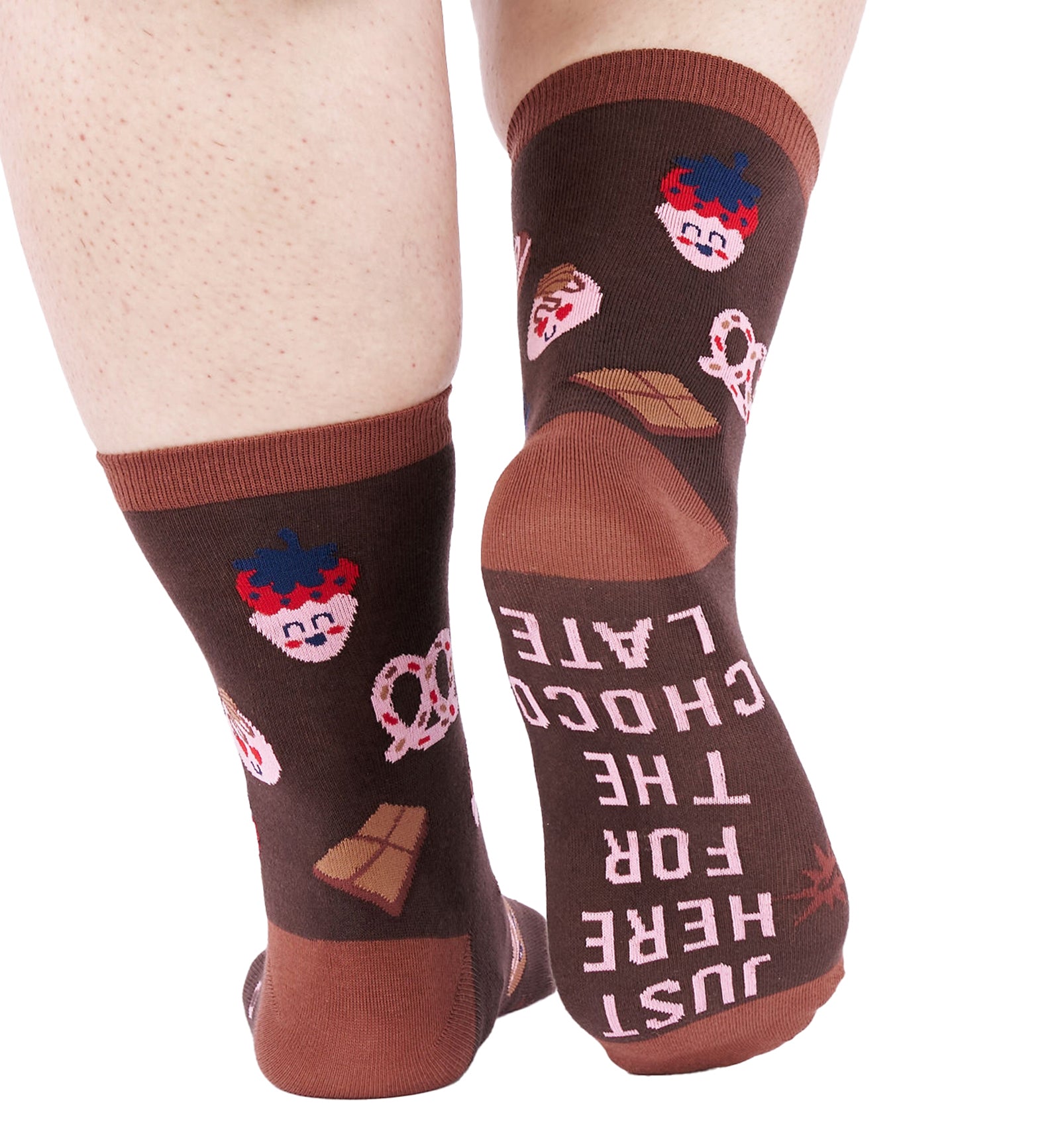 SOCK it to me Women's Crew Socks (W0535),Just Here For The Chocolate - Just Here For The Chocolate,One Size