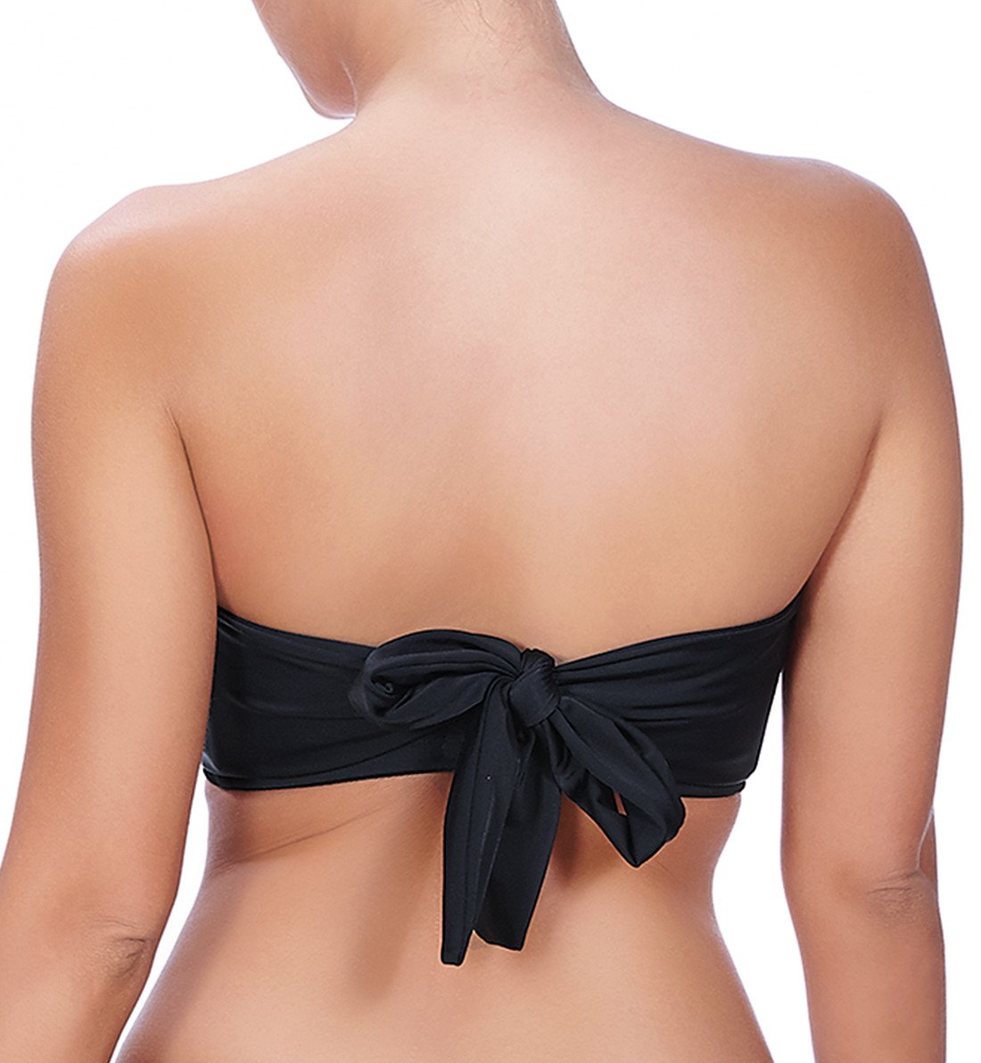 Freya Deco Swim Molded Underwire Multi-way Bandeau Bikini Top (3872),28D,Black - Black,28D