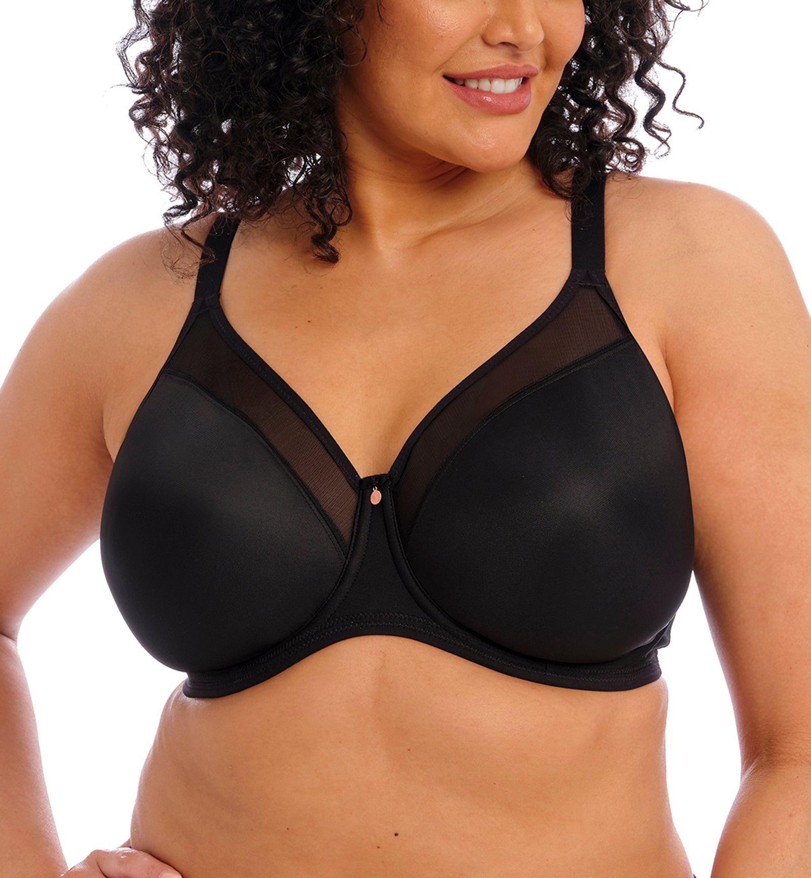 Elomi Smooth Unlined Underwire Molded Bra (4301),32GG,Black - Black,32GG