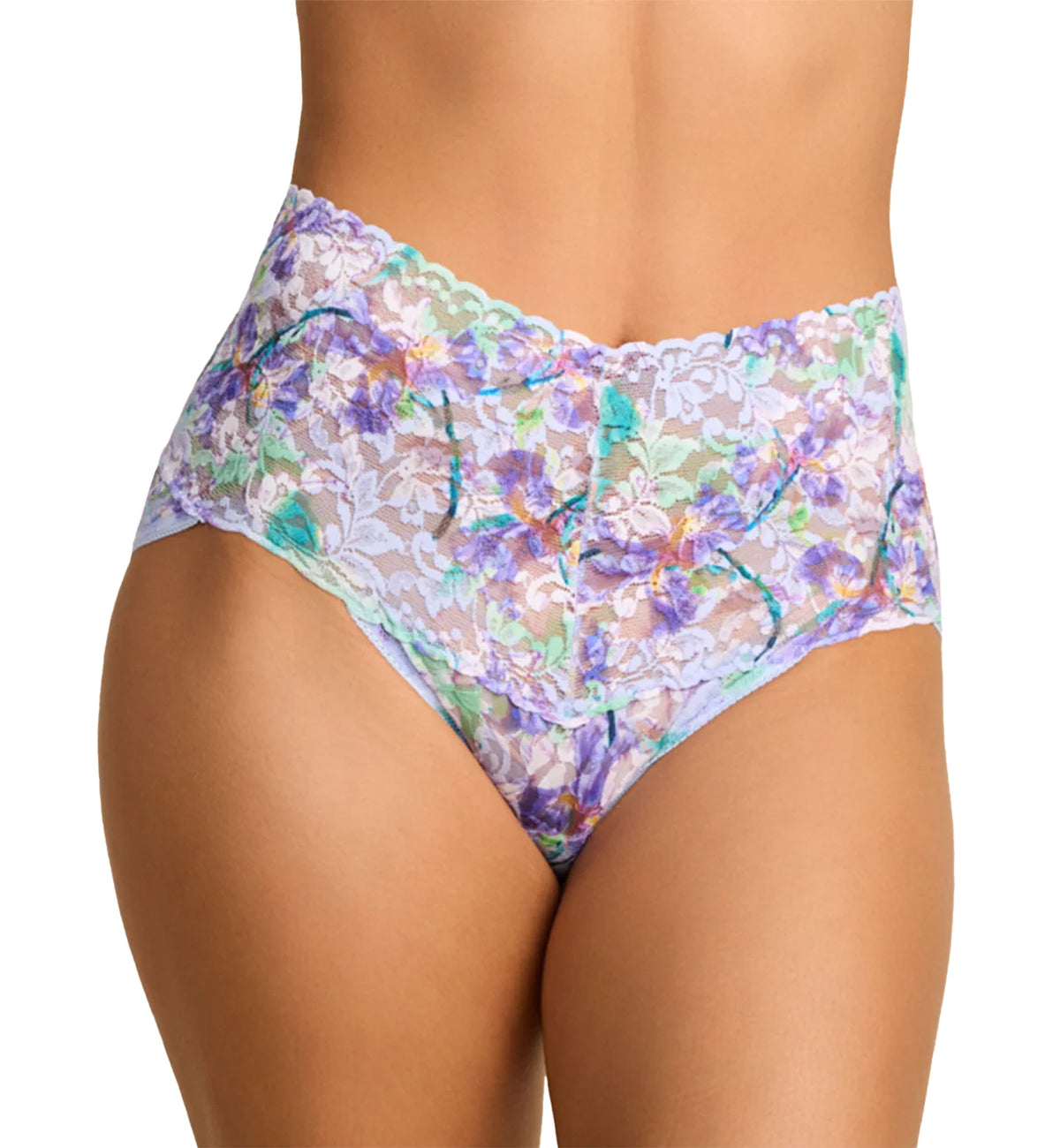Hanky Panky Retro Lace Printed V-kini (PR9K2124),Small,Pleinair - Pleinair,Small