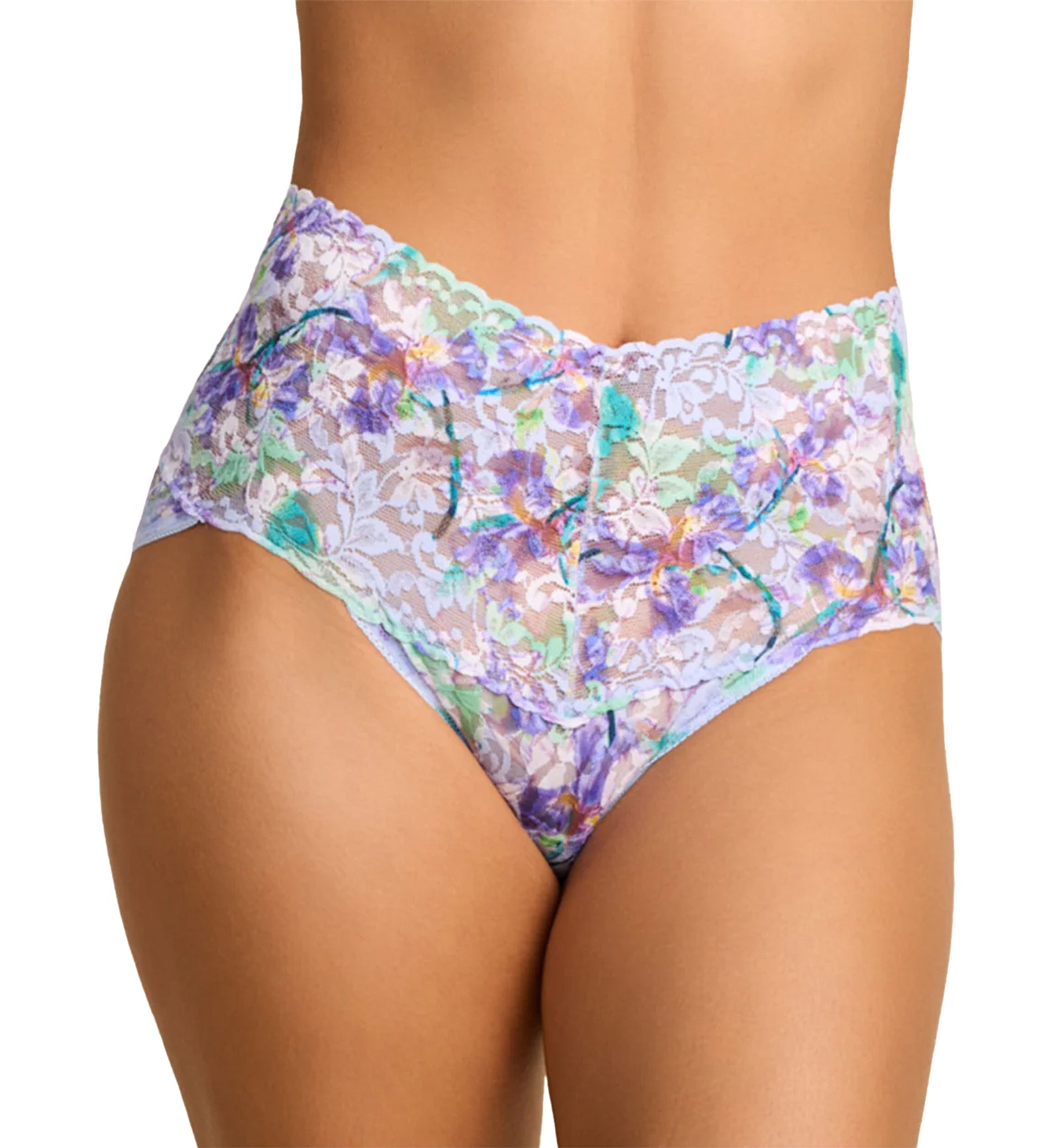 Hanky Panky Retro Lace Printed V-kini (PR9K2124),Small,Pleinair - Pleinair,Small