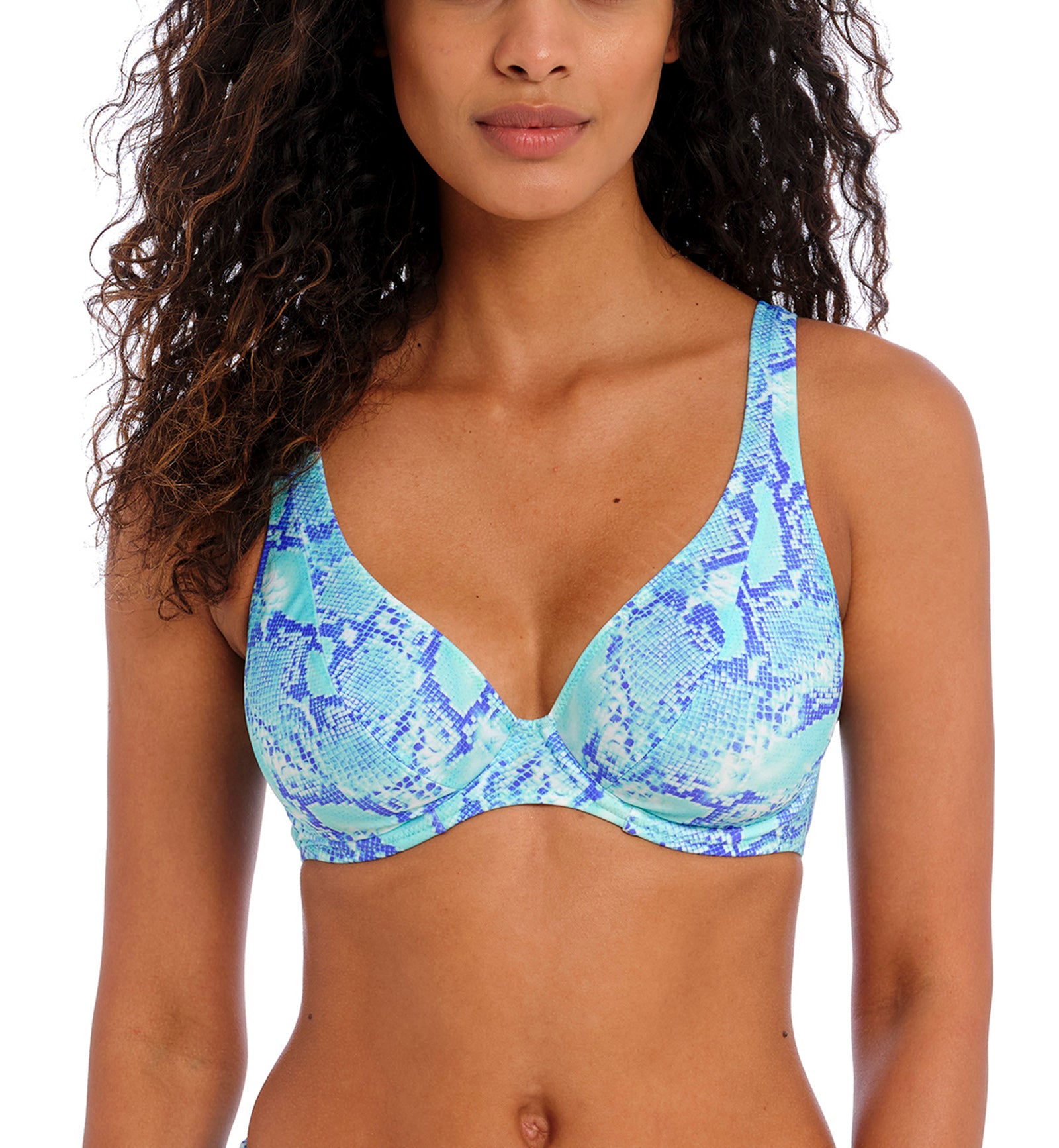 Freya Komodo Bay Underwire High Apex Bikini Top (204013),30GG,Aqua - Aqua,30GG