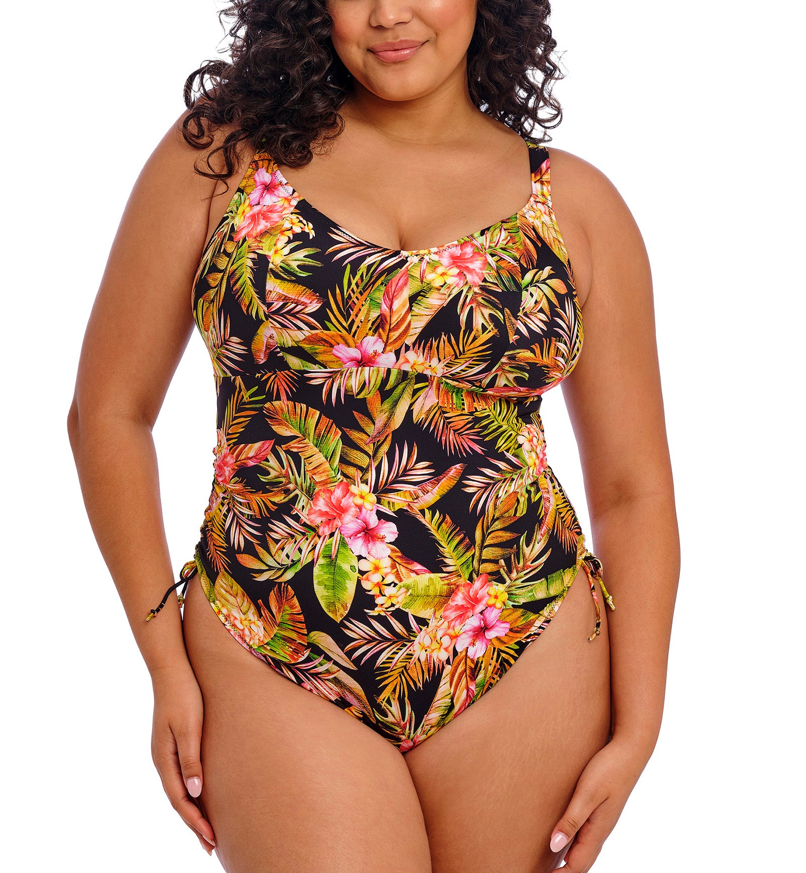 Elomi Tiger Valley Non Wire One Piece Swimsuit (ES802343),34G,Black - Black,34G