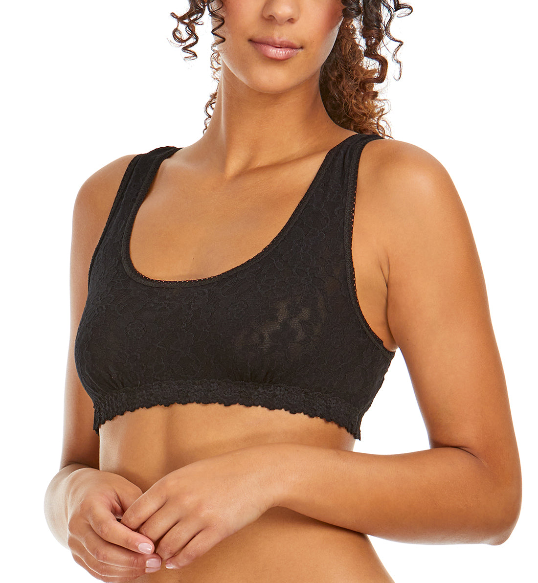 Hanky Panky Daily Lace Scoop Neck Lined Bralette (777991),XS,Black - Black,XS