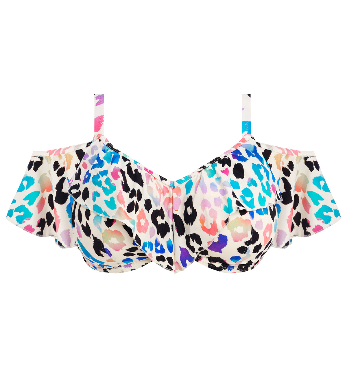 Elomi Party Bay Bardot Ruffle Underwire Bikini Top (ES801406),34G,Multi - Multi,34G