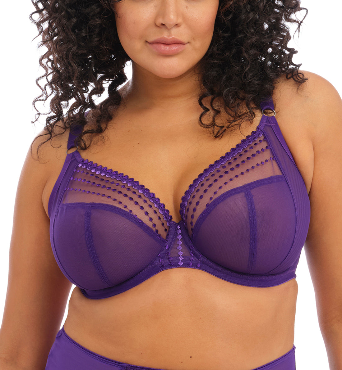 Elomi Matilda Banded Plunge Underwire Bra (8900),32JJ,Iris - Iris,32JJ