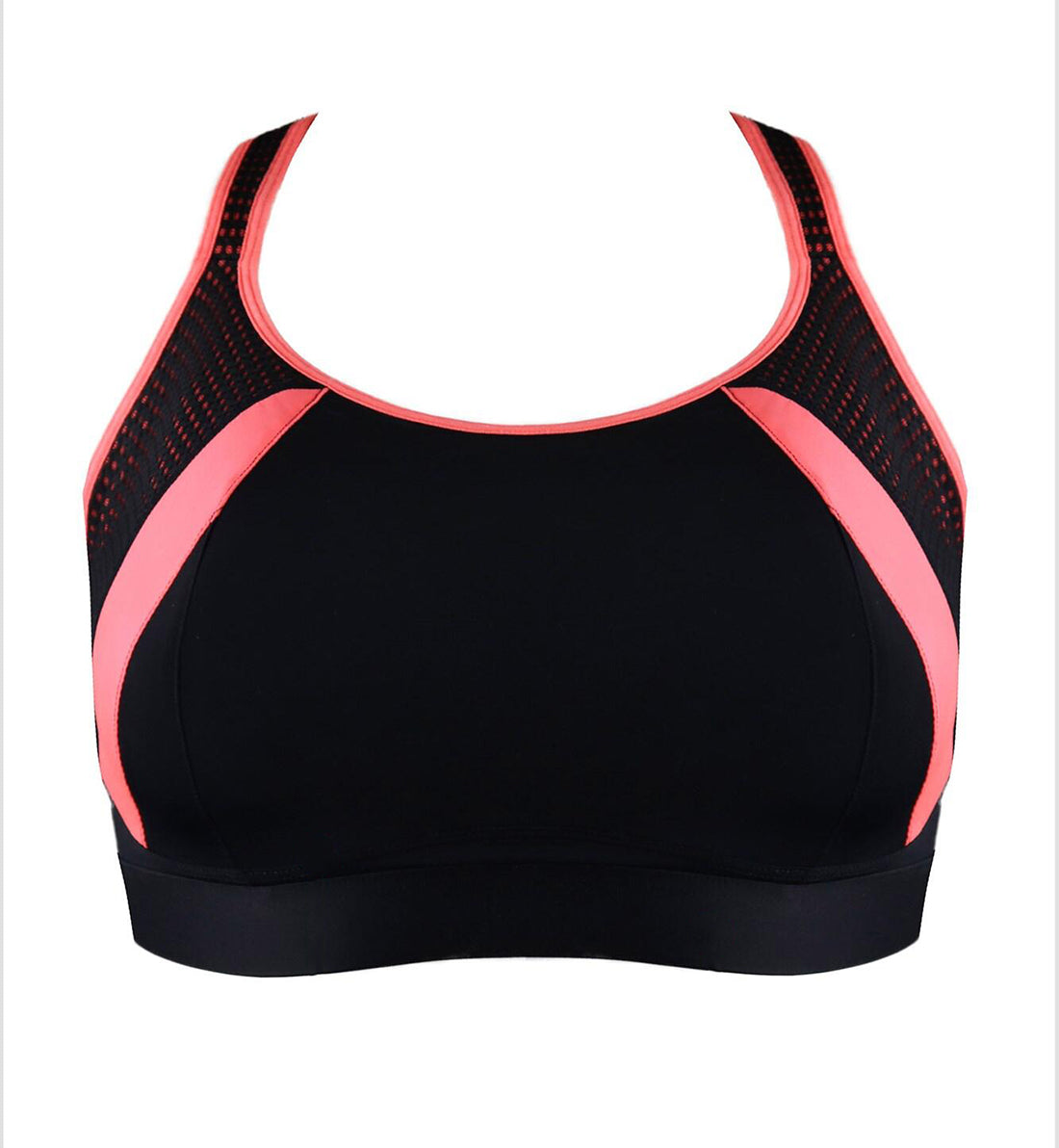 Pour Moi Energy Underwire Light Padded Cross Back Sports Bra (97005),32C,Black/Coral - Black/Coral,32C