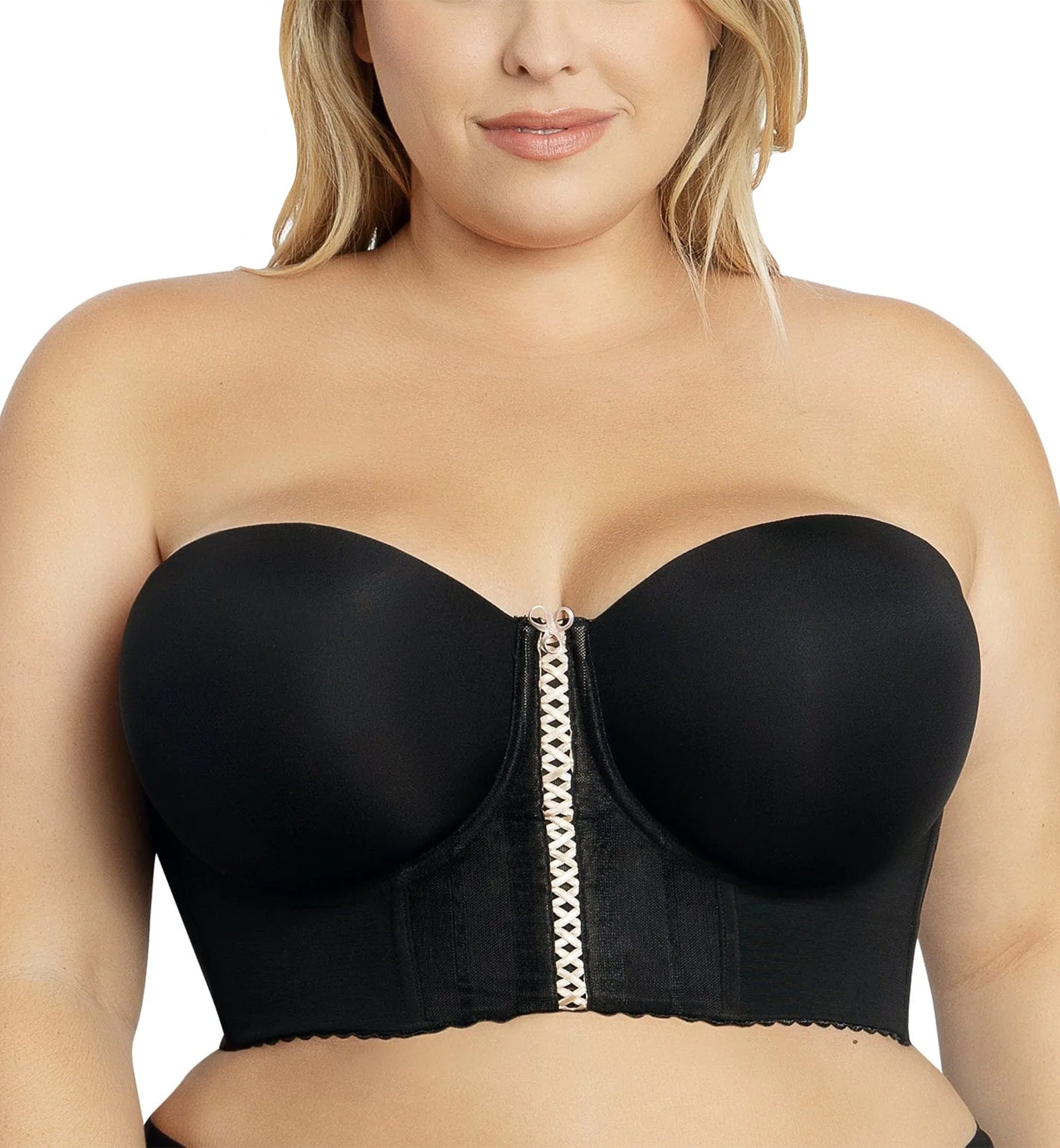 Parfait Shea Molded Strapless Underwire Longline Bra (P60671),30E,Black - Black,30E