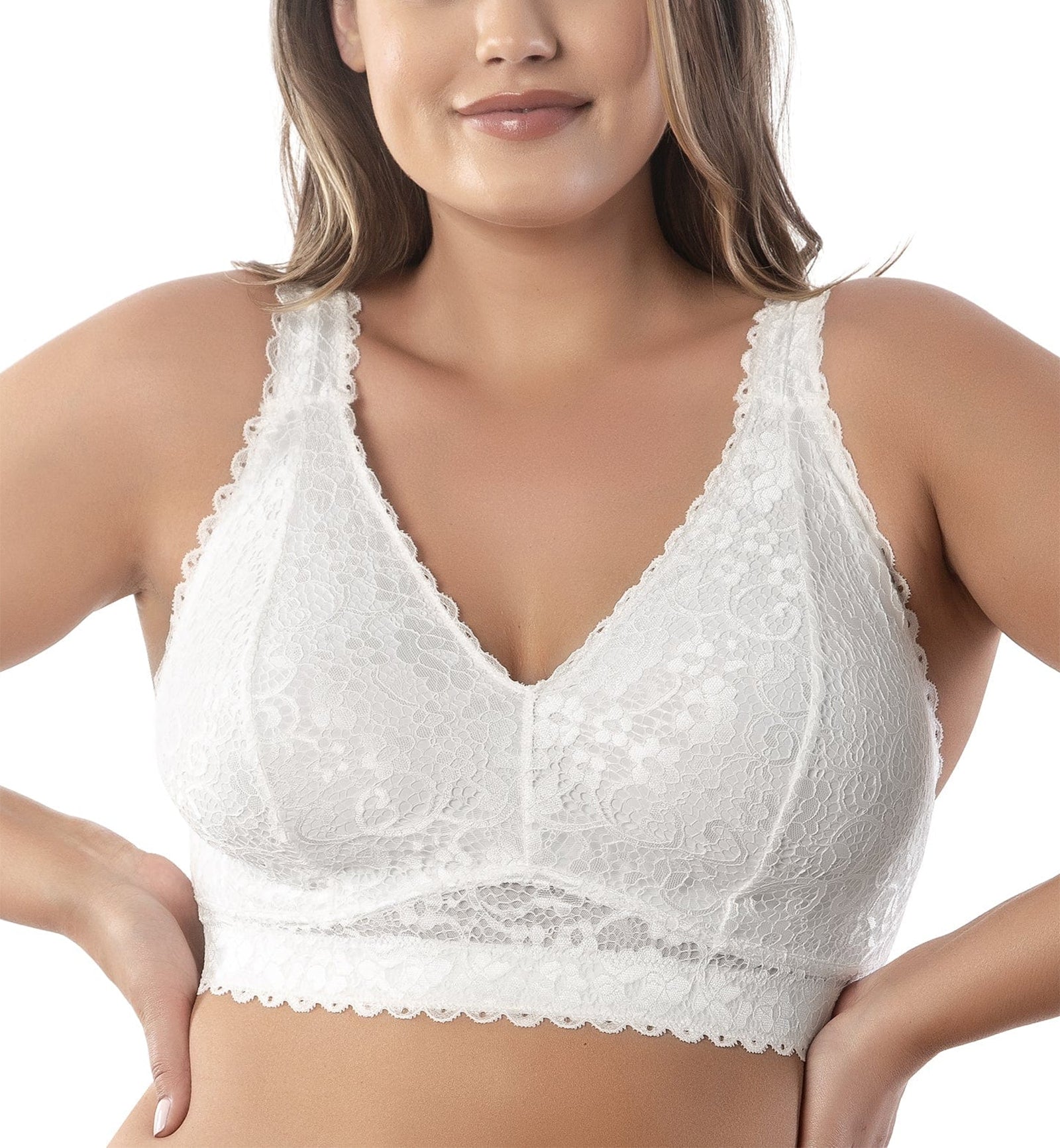 Parfait Adriana Banded Stretch Lace Wireless Bralette (P5482),30DD,Pearl White - Pearl White,30DD