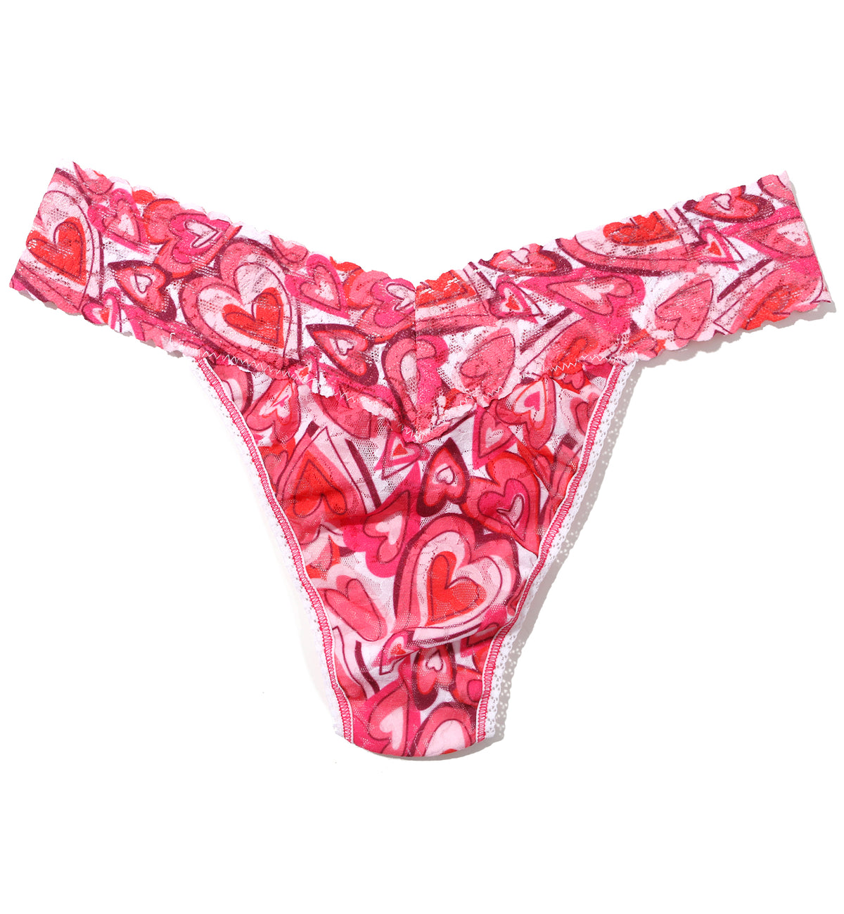 Hanky Panky Signature Lace Printed Original Rise Thong (PR4811P),Lots Of Love - Lots Of Love,One Size