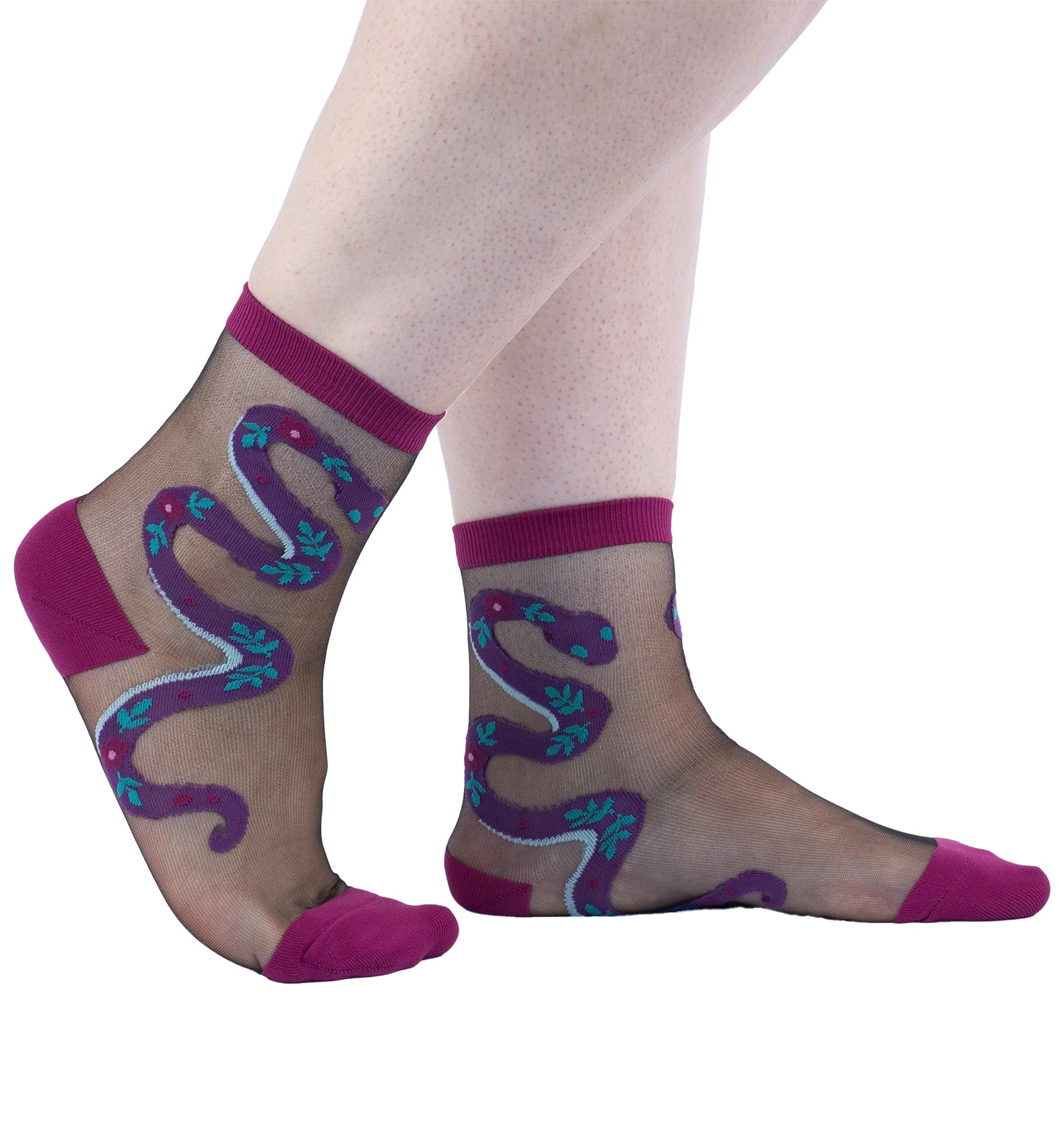 SOCK it to me Sheer Crew Socks (H0030),For Goodness Snake - For Goodness Snake,One Size