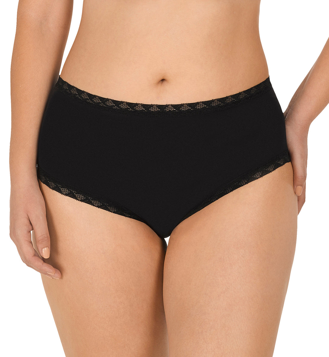 Natori Bliss Full Brief Panty (755058),Small,Black - Black,Small